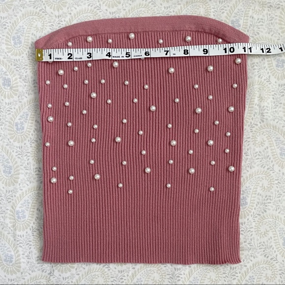 Meraki 2-piece ribbed sweater tube top, balloon sleeve cowl neck coord set - Picture 6 of 9